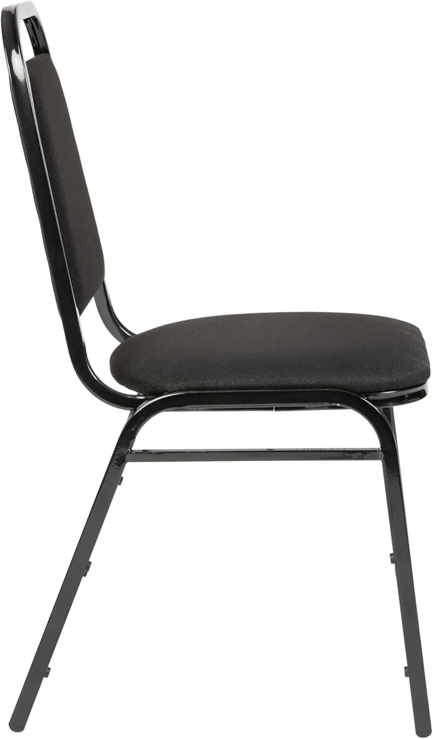 Flash Furniture 4 Pack Hercules Series Trapezoidal Back Stacking Banquet Chair in Black Fabric - Black Frame