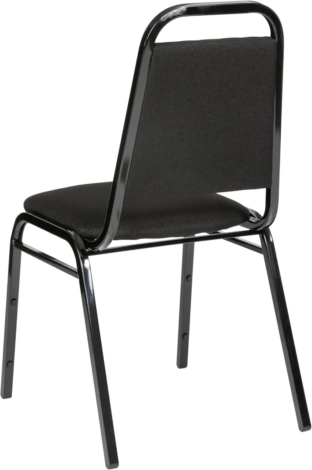Flash Furniture 4 Pack Hercules Series Trapezoidal Back Stacking Banquet Chair in Black Fabric - Black Frame