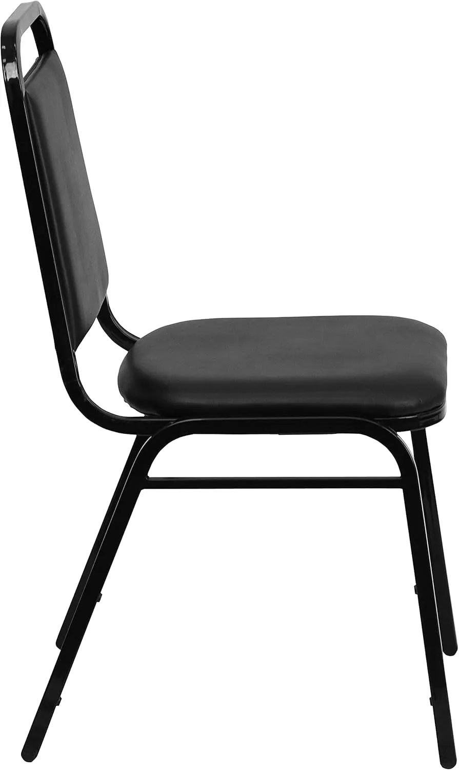 Flash Furniture 4 Pack Hercules Series Trapezoidal Back Stacking Banquet Chair, Set of 4, Black Vinyl/Black Frame