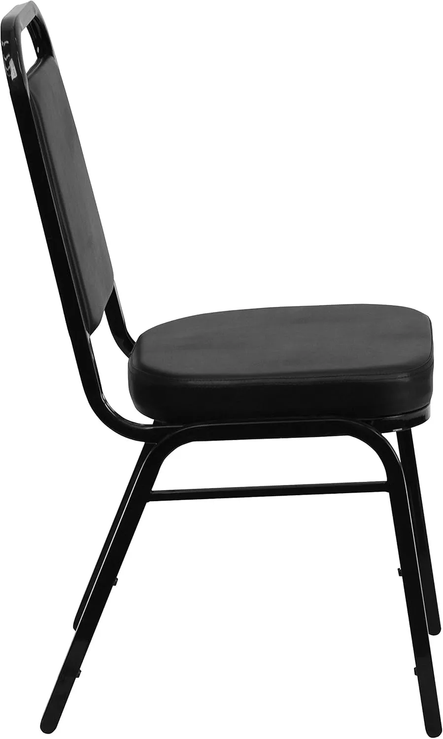 Flash Furniture 4 Pack Hercules Series Trapezoidal Back Stacking Banquet Chair, Set of 4, Black Vinyl/Black Frame