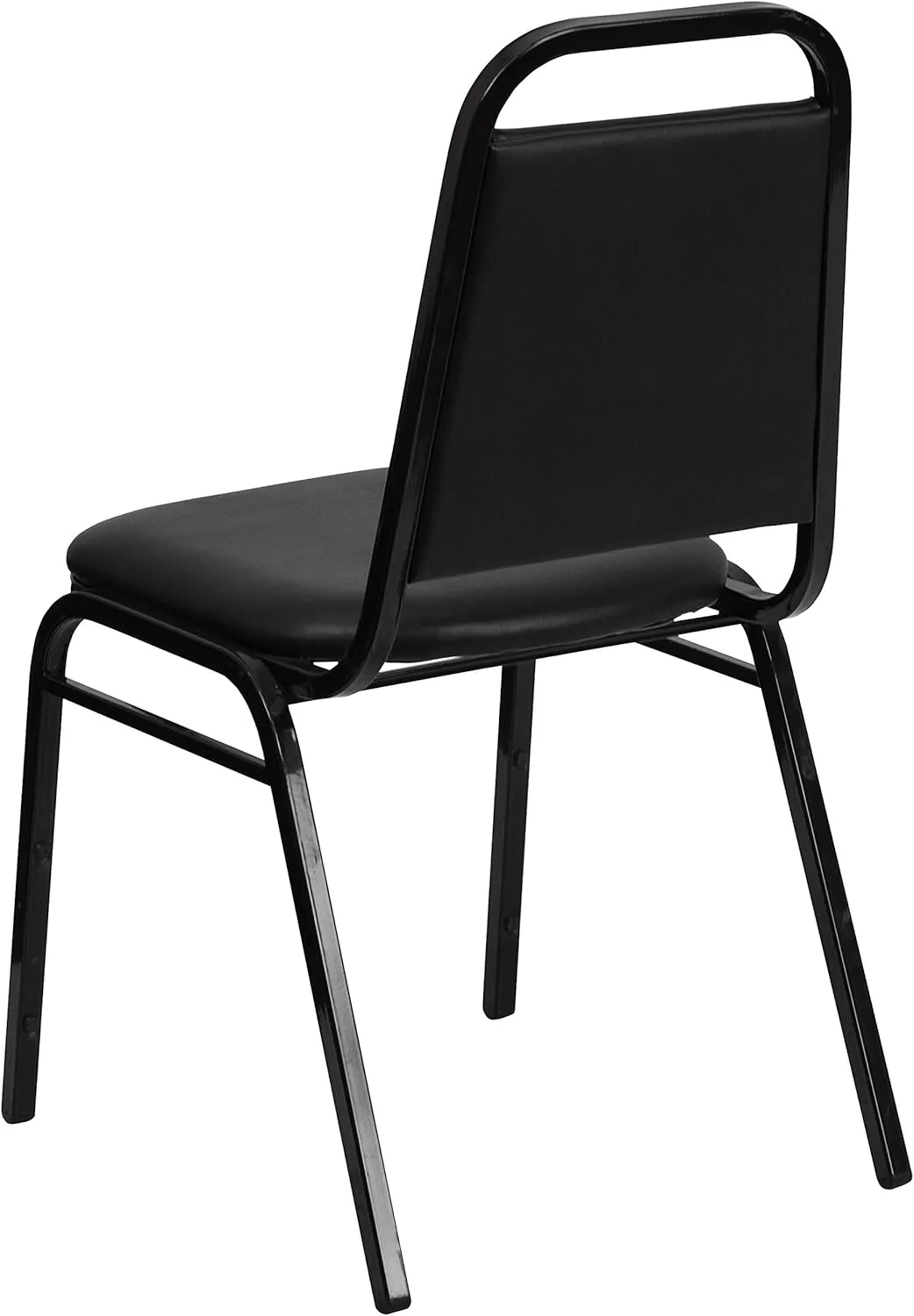 Flash Furniture 4 Pack Hercules Series Trapezoidal Back Stacking Banquet Chair, Set of 4, Black Vinyl/Black Frame