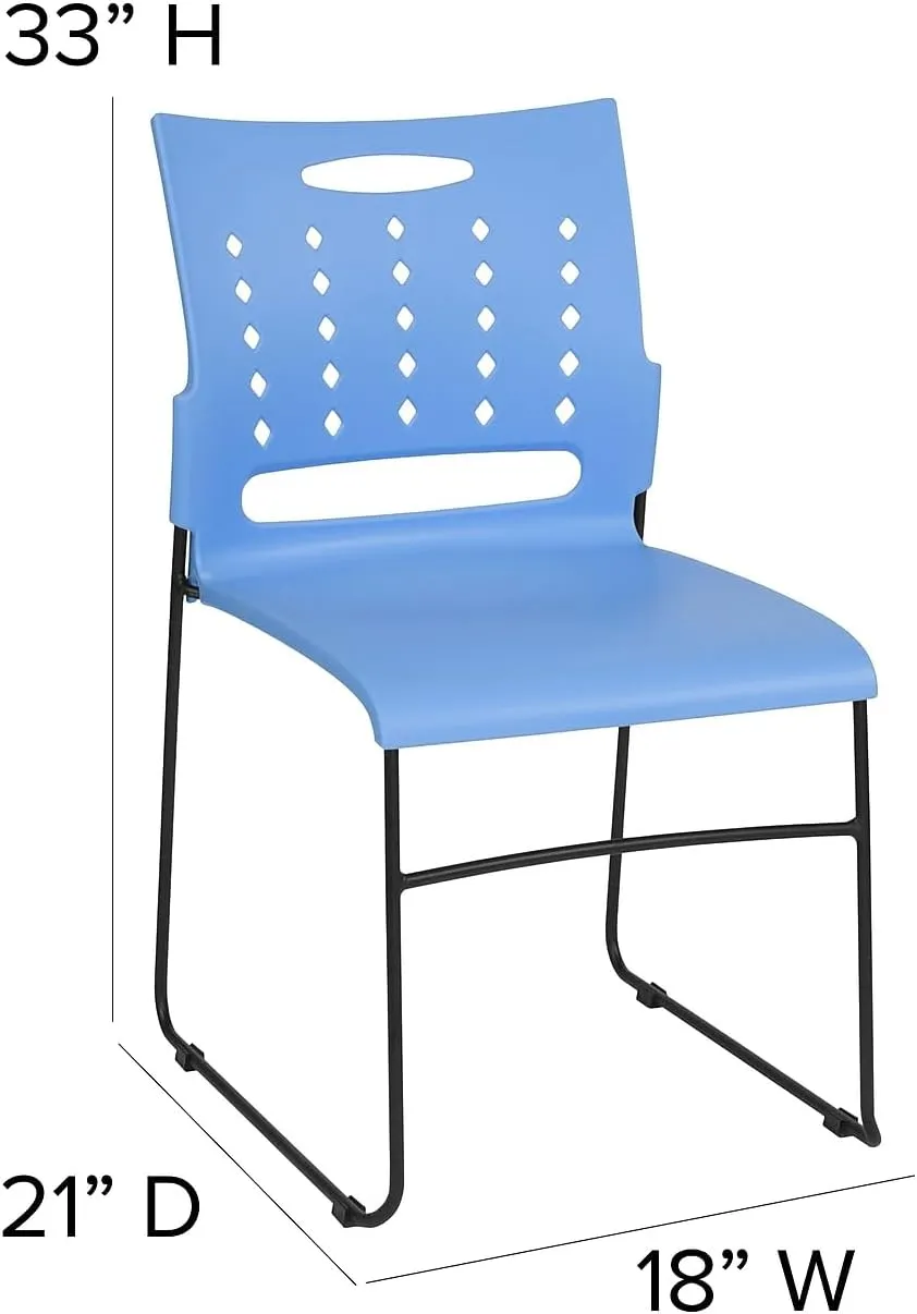 Flash Furniture 5 Pack HERCULES Series 881 lb. Capacity Blue Sled Base Stack Chair with Air-Vent Back