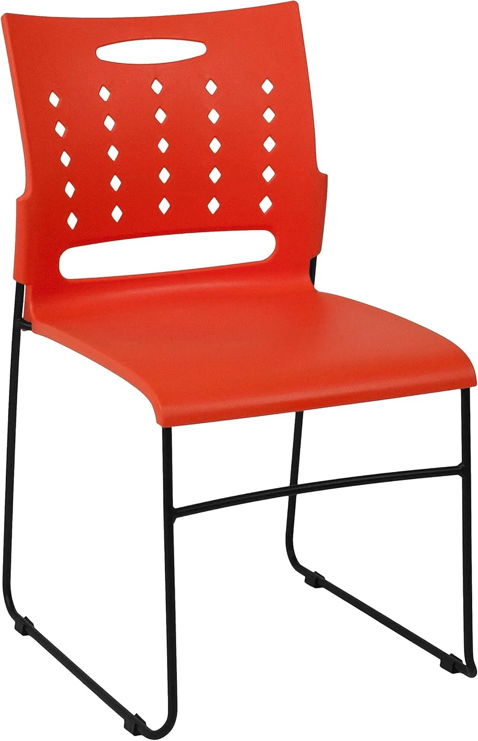 Flash Furniture 5 Pack HERCULES Series 881 lb. Capacity Orange Sled Base Stack Chair with Air-Vent Back
