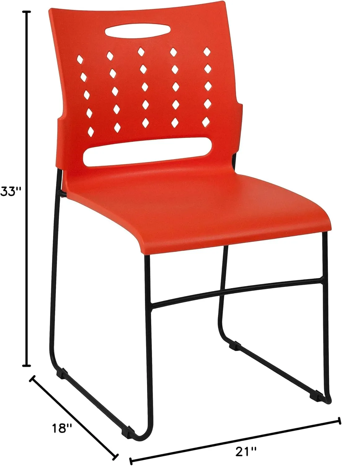 Flash Furniture 5 Pack HERCULES Series 881 lb. Capacity Orange Sled Base Stack Chair with Air-Vent Back