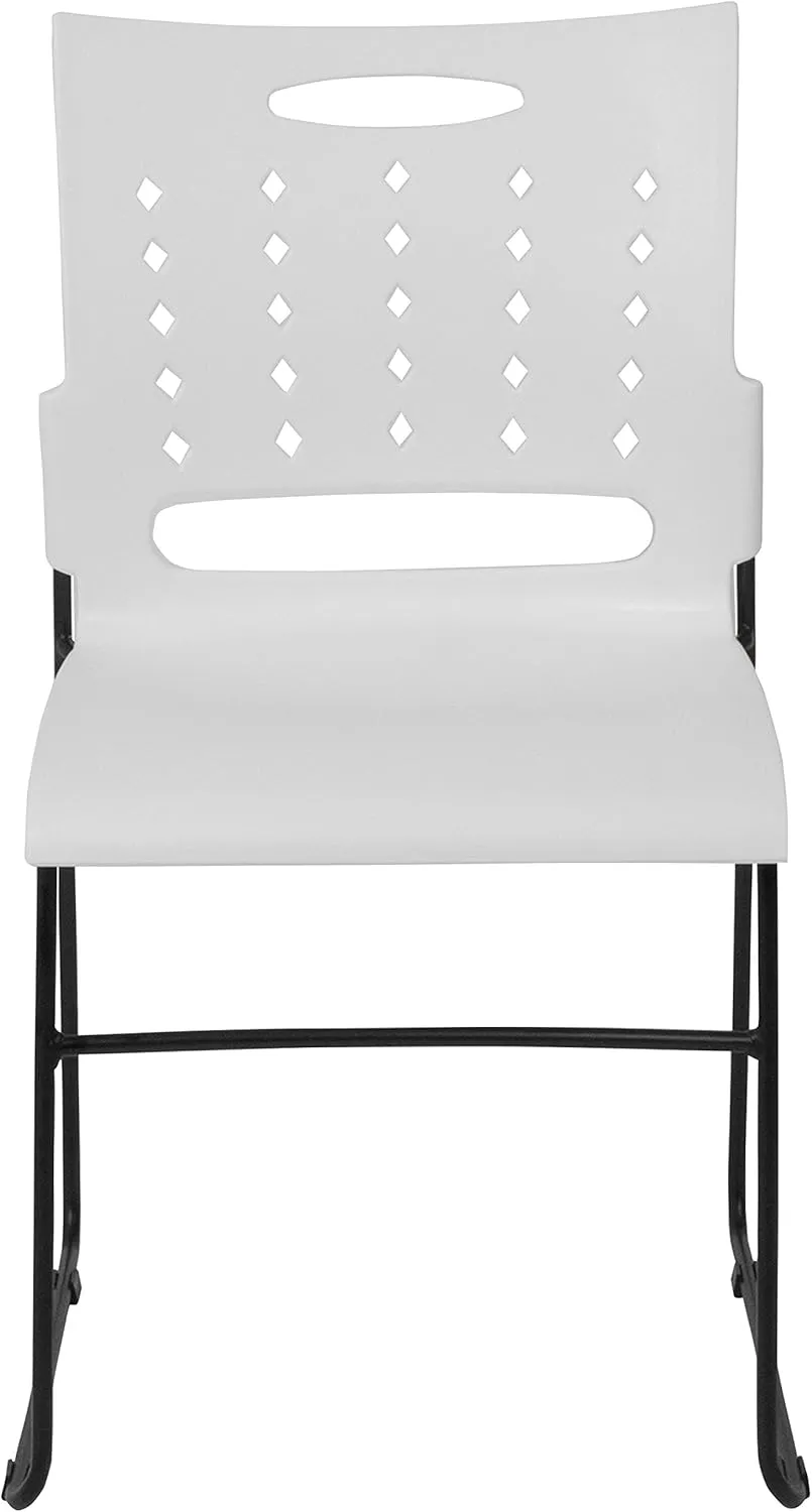 Flash Furniture 5 Pack HERCULES Series 881 lb. Capacity White Sled Base Stack Chair with Air-Vent Back