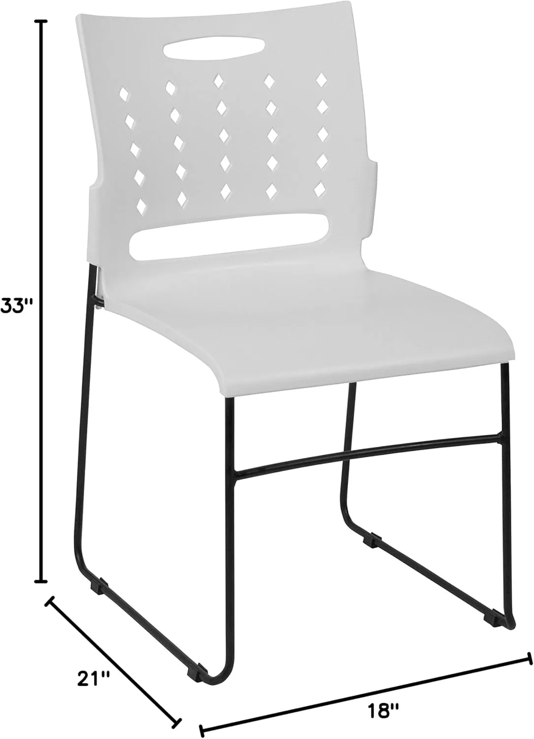 Flash Furniture 5 Pack HERCULES Series 881 lb. Capacity White Sled Base Stack Chair with Air-Vent Back