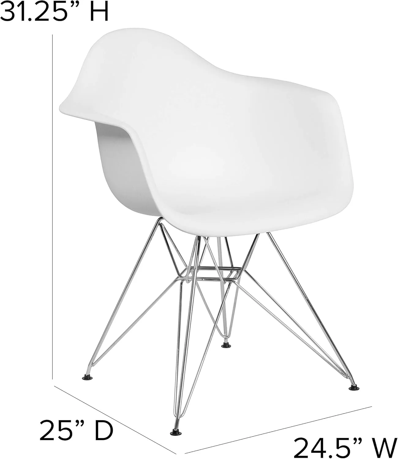 Flash Furniture Alonza Series White Plastic Chair with Chrome Base
