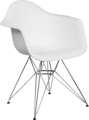 Flash Furniture Alonza Series White Plastic Chair with Chrome Base