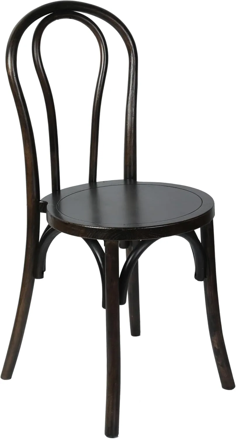 Flash Furniture Betsy Commercial Solid Wood Dining Chair, Thonet Style, Stackable Design, Mortise and Tenon, 350 lbs. Static Weight Capacity, Early American