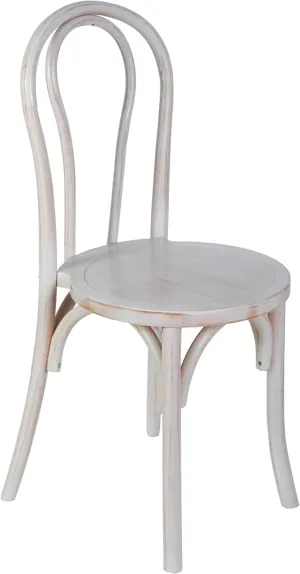 Flash Furniture Betsy Commercial Solid Wood Dining Chair, Thonet Style, Stackable Design, Mortise and Tenon, 350 lbs. Static Weight Capacity, White Wash