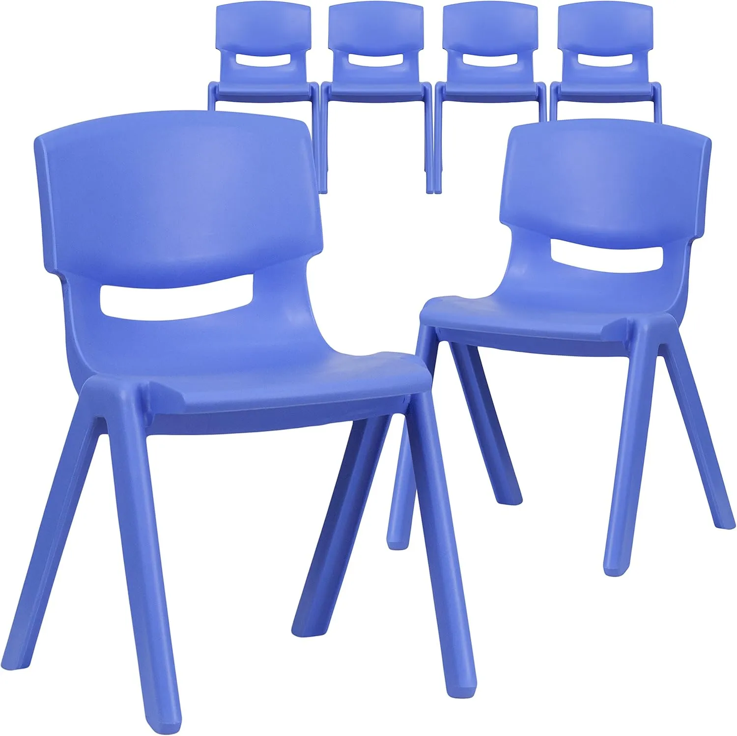 Flash Furniture Blue Plastic Stackable School Chair with 13.25'' Seat Height (Pack of 6)