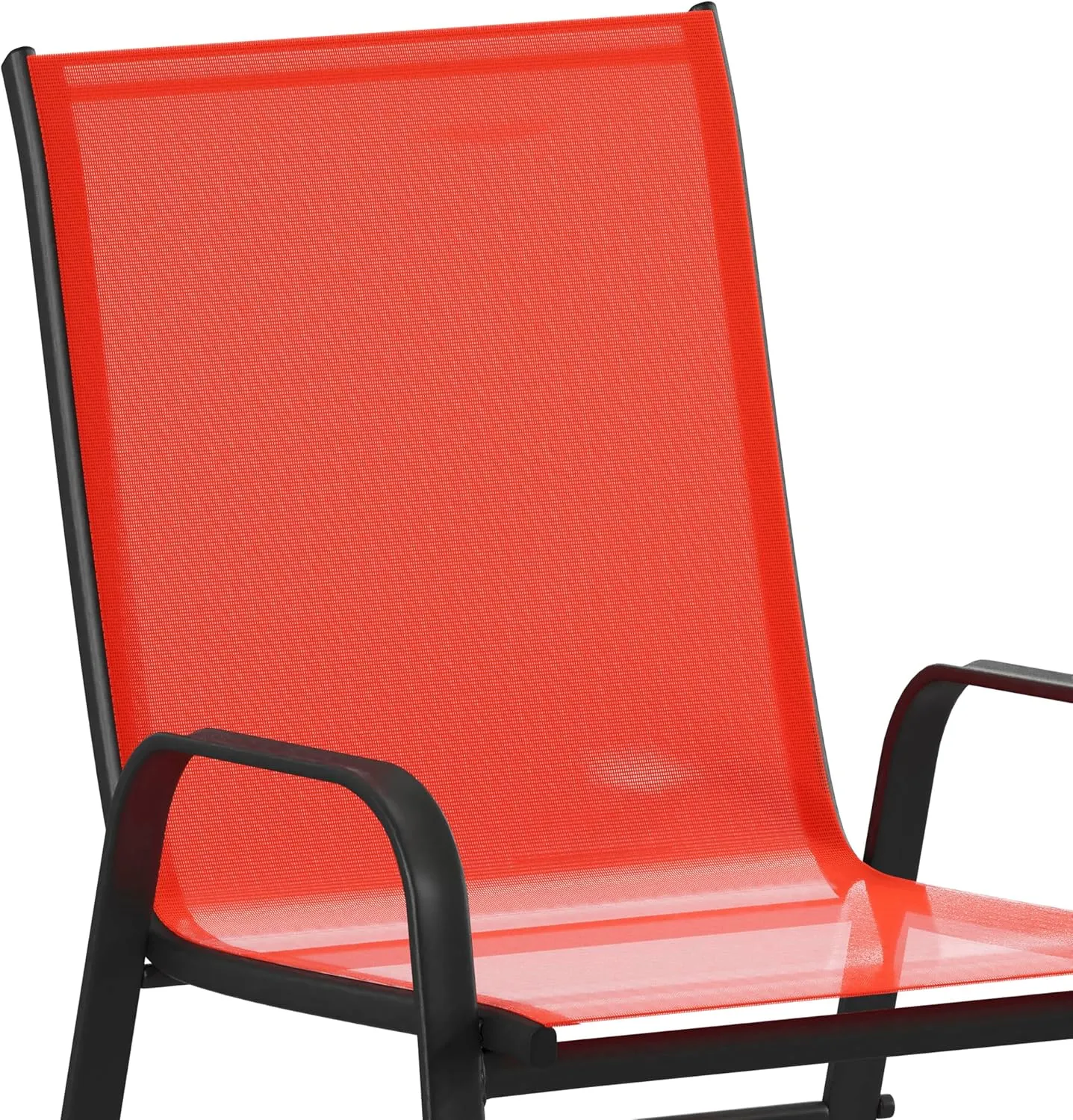 Flash Furniture Brazos Series Red Outdoor Stack Chair with Flex Comfort Material and Metal Frame, Set of 4