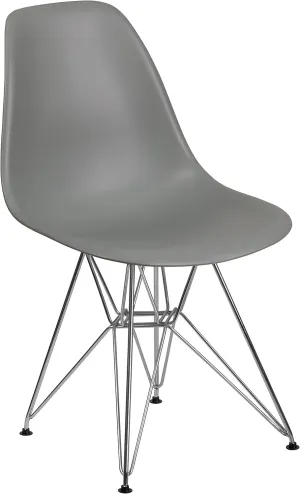 Flash Furniture Elon Series Moss Gray Plastic Chair with Chrome Base