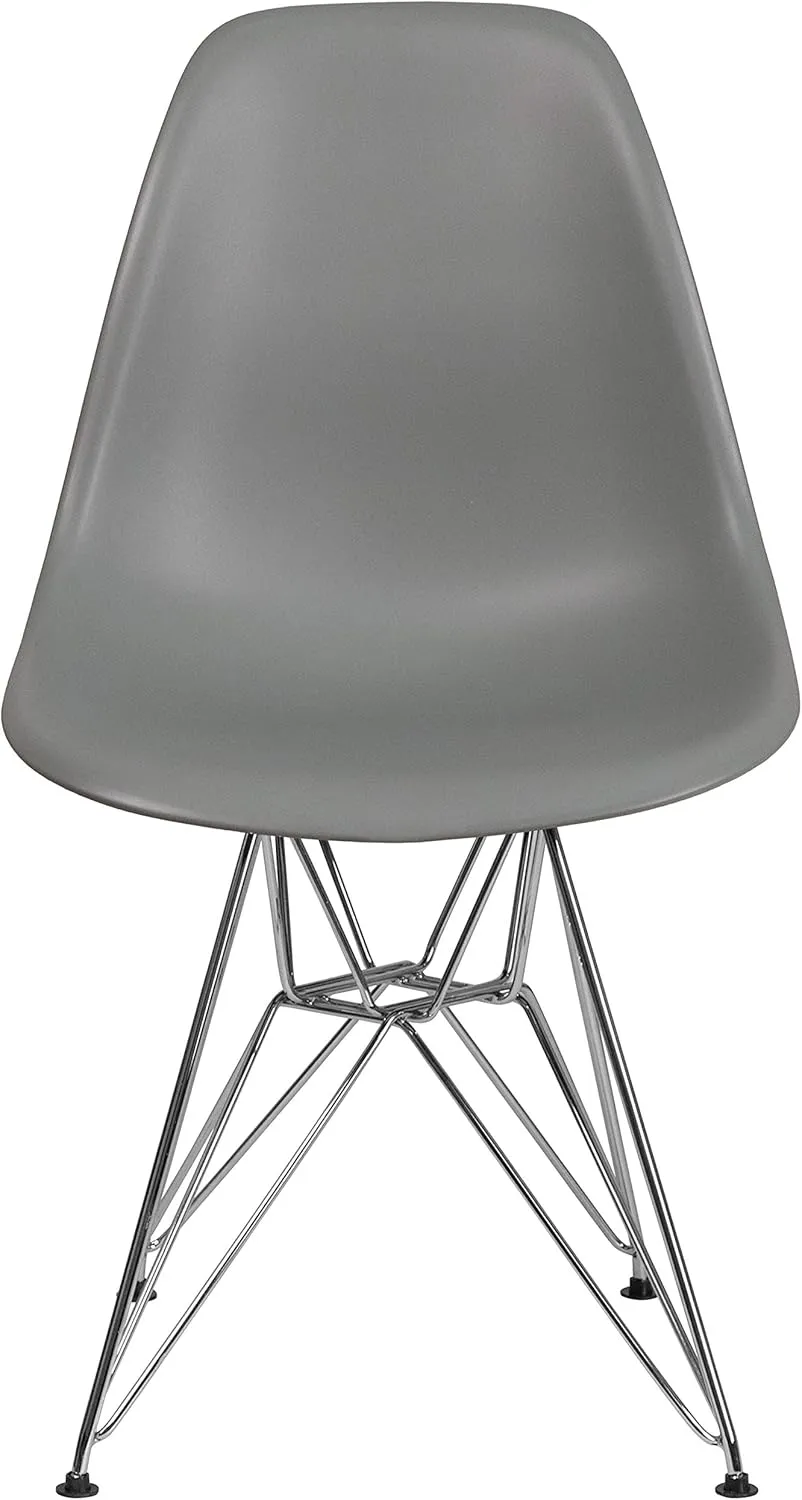 Flash Furniture Elon Series Moss Gray Plastic Chair with Chrome Base