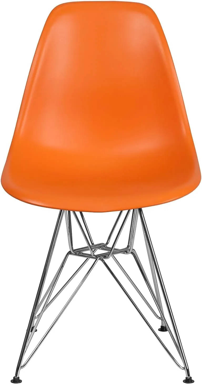 Flash Furniture Elon Series Orange Plastic Chair with Chrome Base