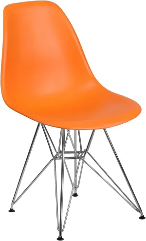 Flash Furniture Elon Series Orange Plastic Chair with Chrome Base