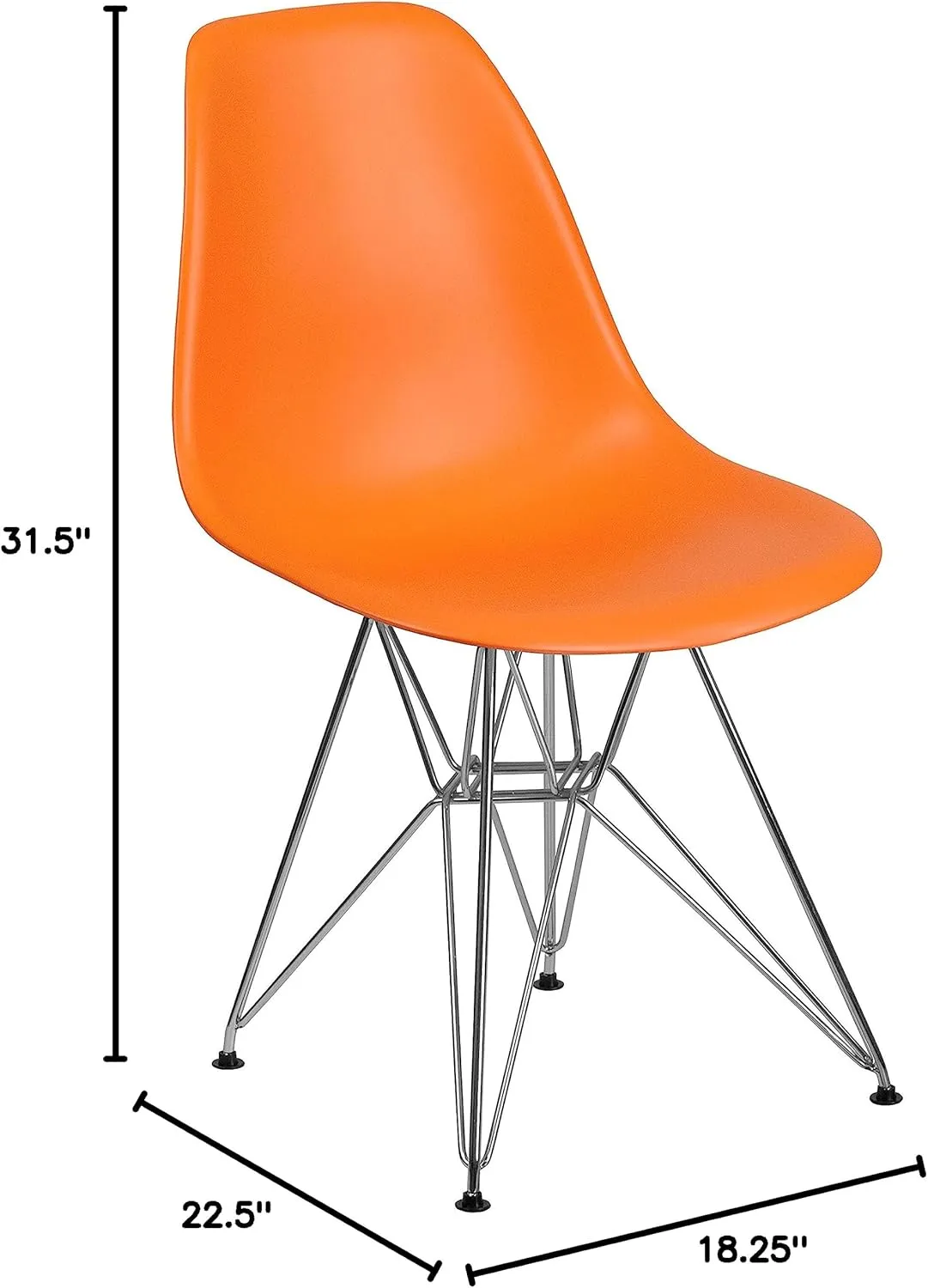 Flash Furniture Elon Series Orange Plastic Chair with Chrome Base