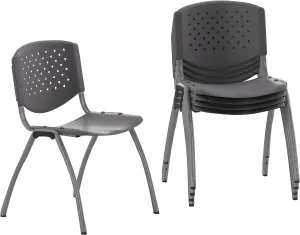 Flash Furniture HERCULES -5 Pack 880 lb. Capacity Gray Plastic Stack Chair | Comfortable Seating with Durable Design