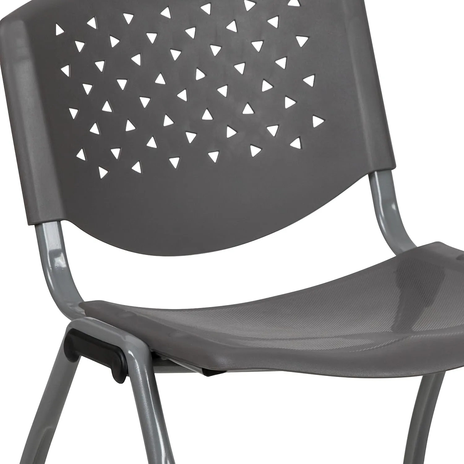 Flash Furniture HERCULES -5 Pack 880 lb. Capacity Gray Plastic Stack Chair | Comfortable Seating with Durable Design