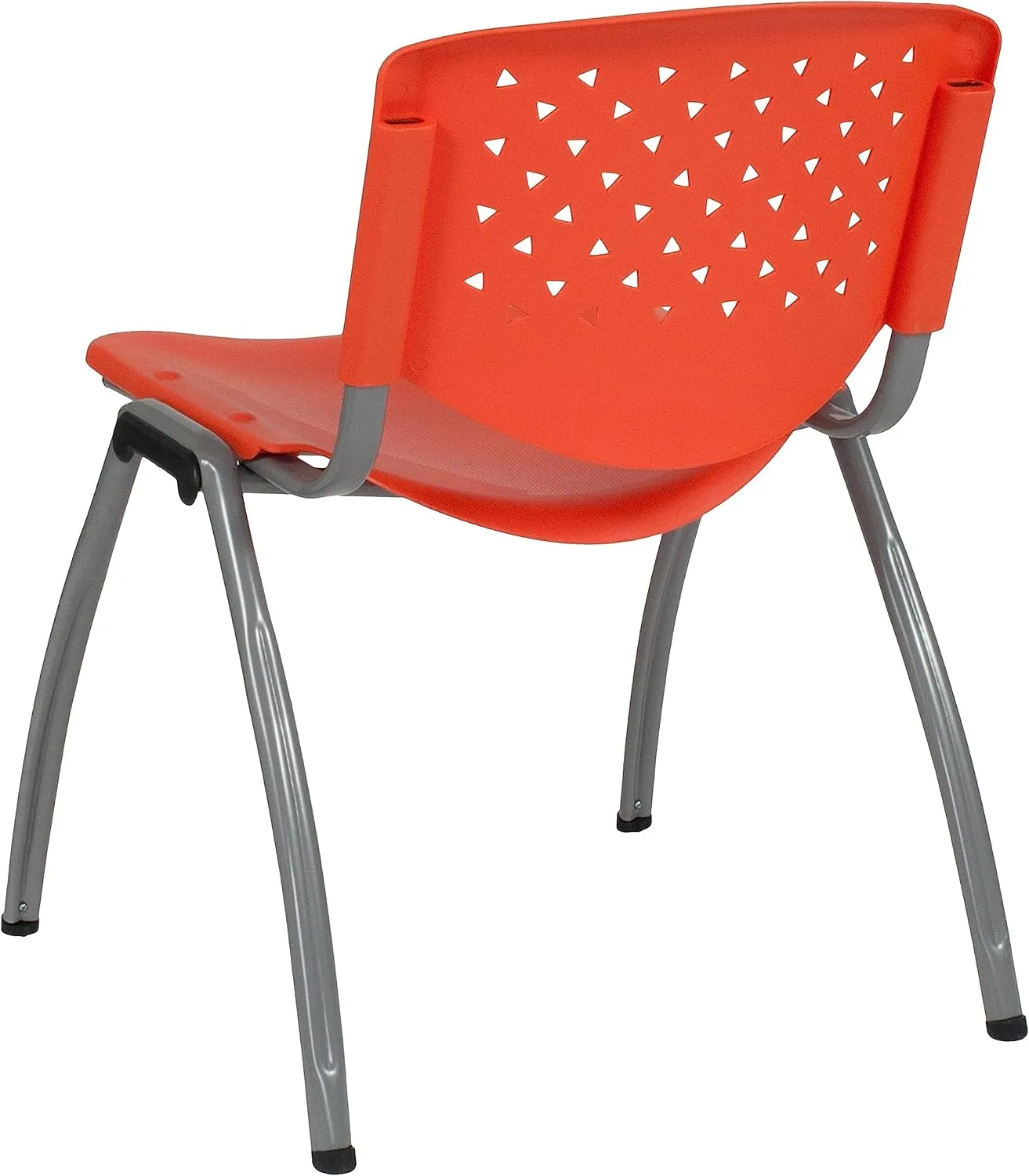 Flash Furniture HERCULES -5 Pack 880 lb. Capacity Orange Plastic Stack Chair | Comfortable Seating with Durable Design