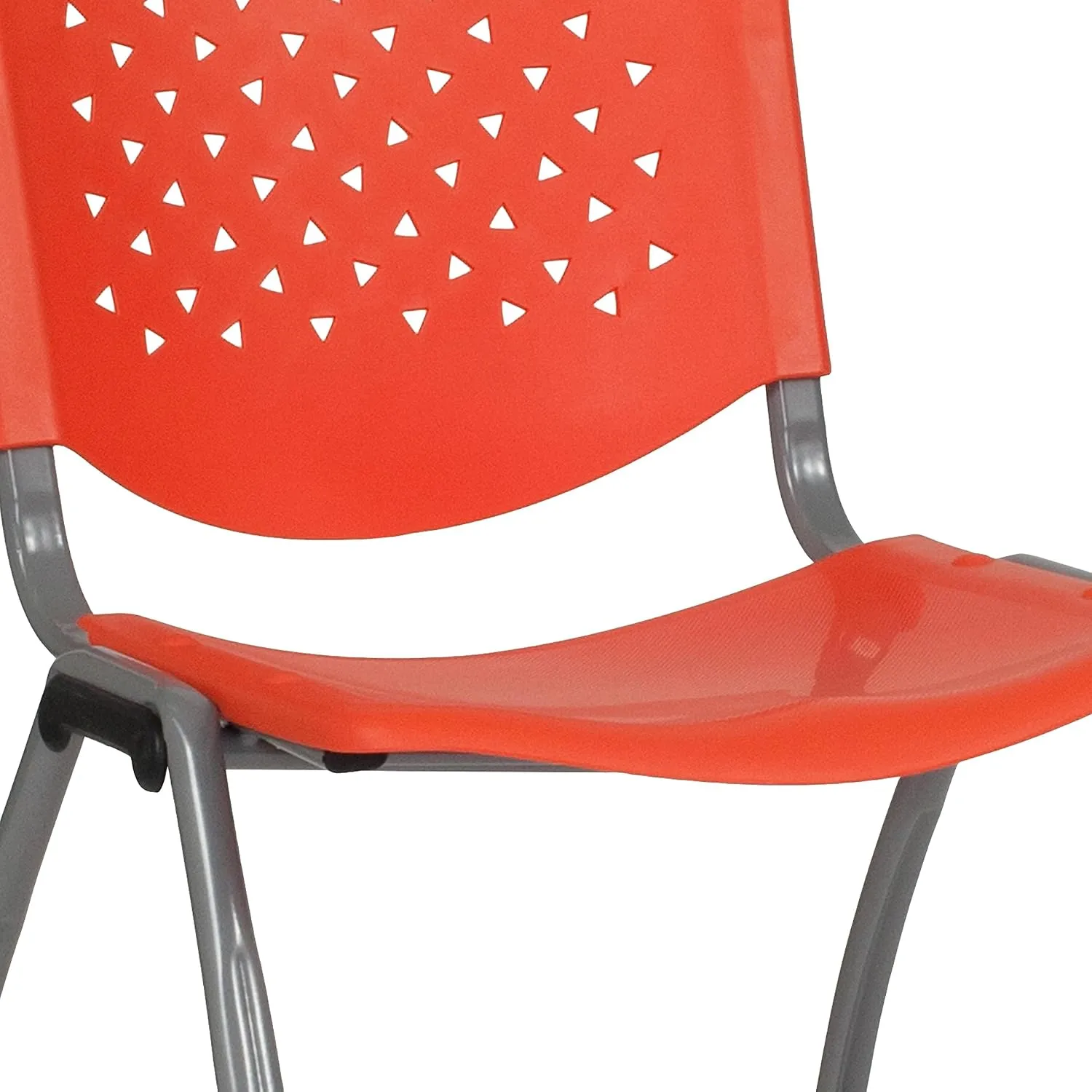 Flash Furniture HERCULES -5 Pack 880 lb. Capacity Orange Plastic Stack Chair | Comfortable Seating with Durable Design