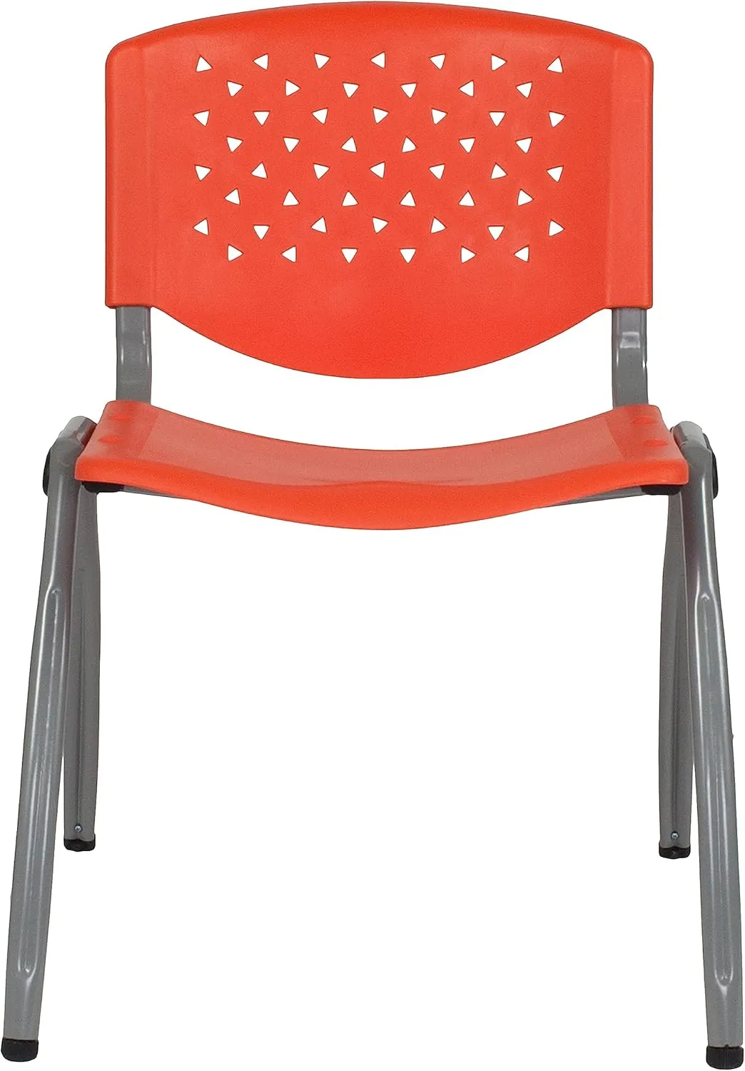 Flash Furniture HERCULES -5 Pack 880 lb. Capacity Orange Plastic Stack Chair | Comfortable Seating with Durable Design