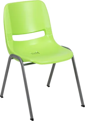 Flash Furniture HERCULES Series 5 Pack 880 lb. Capacity Green Ergonomic Shell Stack Chair with Gray Frame