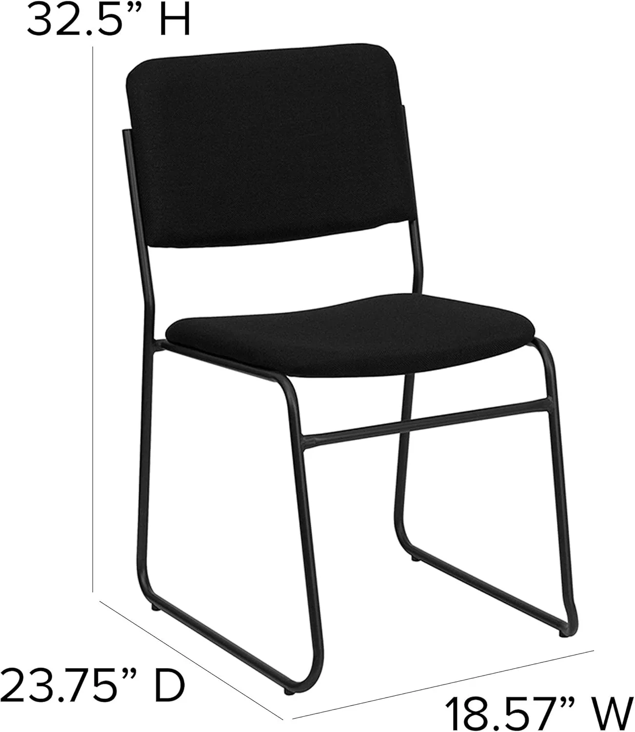 Flash Furniture HERCULES Series 500 lb. Capacity High Density Black Fabric Stacking Chair with Sled Base