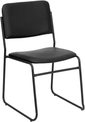 Flash Furniture HERCULES Series 500 lb. Capacity High Density Black Vinyl Stacking Chair with Sled Base