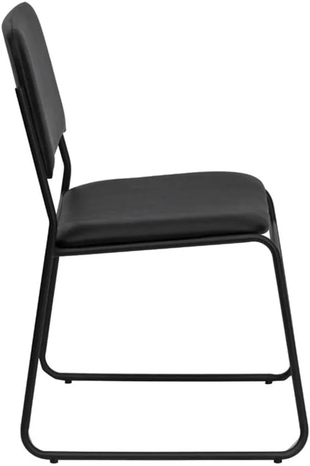 Flash Furniture HERCULES Series 500 lb. Capacity High Density Black Vinyl Stacking Chair with Sled Base