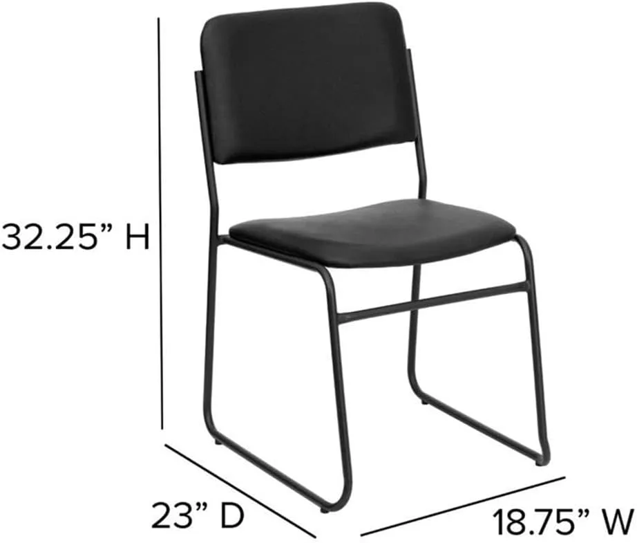 Flash Furniture HERCULES Series 500 lb. Capacity High Density Black Vinyl Stacking Chair with Sled Base