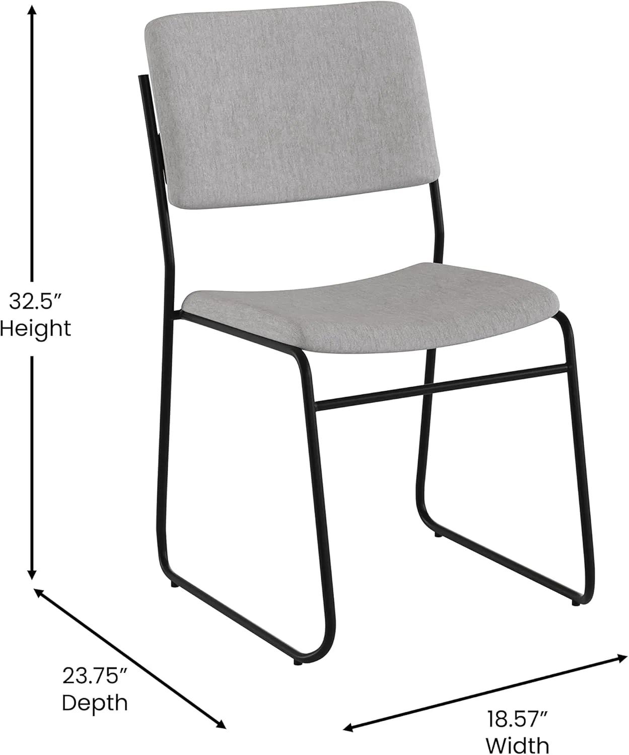 Flash Furniture HERCULES Series 500 lb. Capacity High Density Gray Fabric Stacking Chair with Sled Base