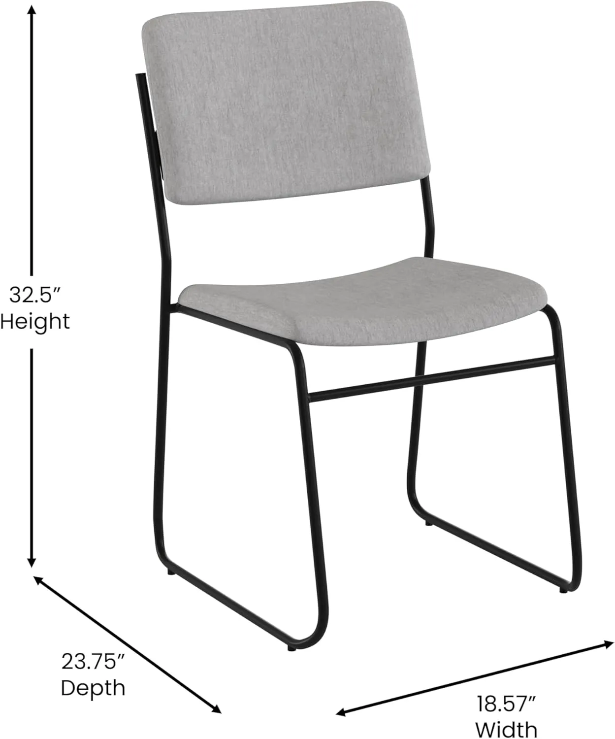 Flash Furniture HERCULES Series 500 lb. Capacity High Density Gray Fabric Stacking Chair with Sled Base