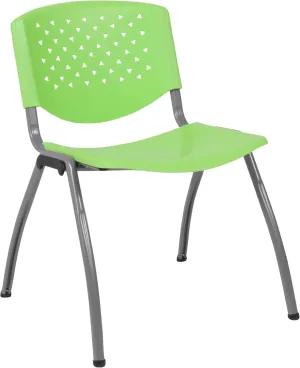 Flash Furniture HERCULES Series 880 lb. Capacity Green Plastic Stack Chair with Titanium Gray Powder Coated Frame