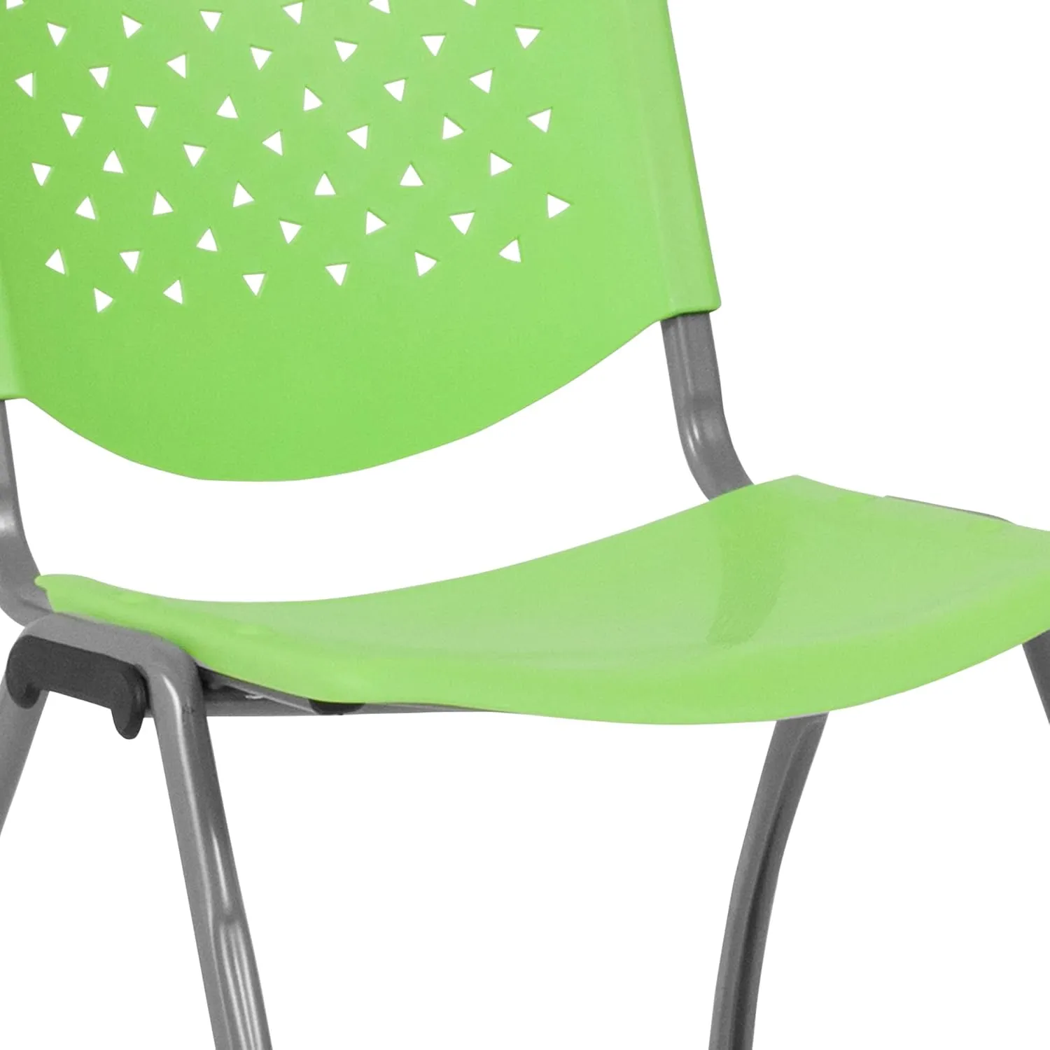Flash Furniture HERCULES Series 880 lb. Capacity Green Plastic Stack Chair with Titanium Gray Powder Coated Frame