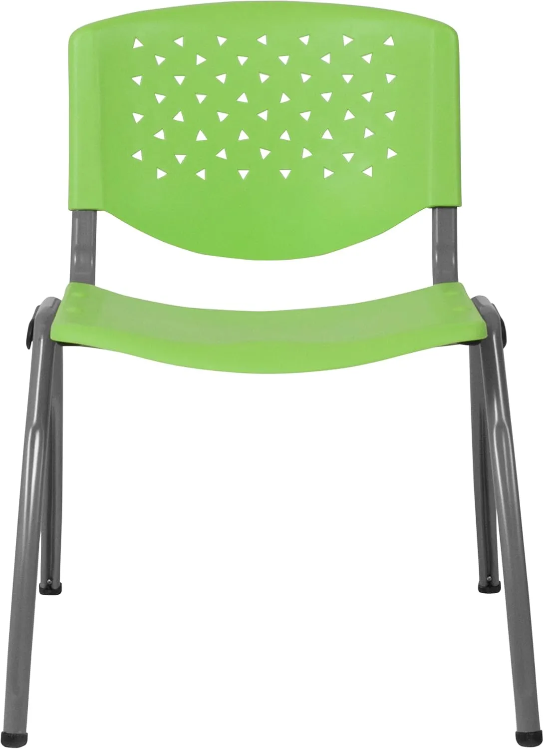 Flash Furniture HERCULES Series 880 lb. Capacity Green Plastic Stack Chair with Titanium Gray Powder Coated Frame