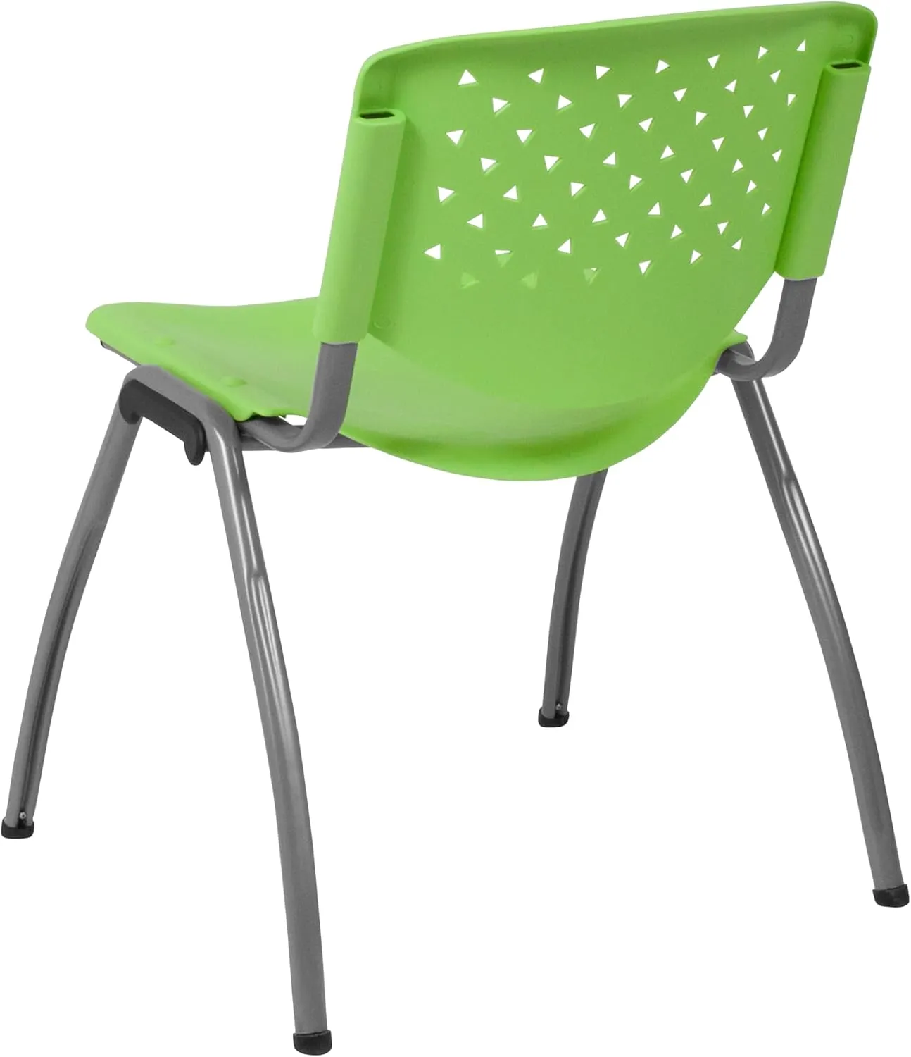 Flash Furniture HERCULES Series 880 lb. Capacity Green Plastic Stack Chair with Titanium Gray Powder Coated Frame