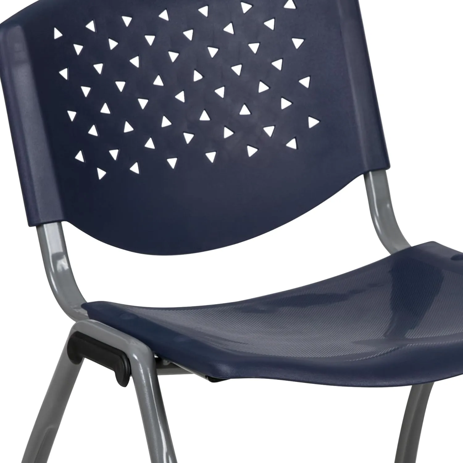 Flash Furniture HERCULES Series 880 lb. Capacity Navy Plastic Stack Chair with Titanium Gray Powder Coated Frame
