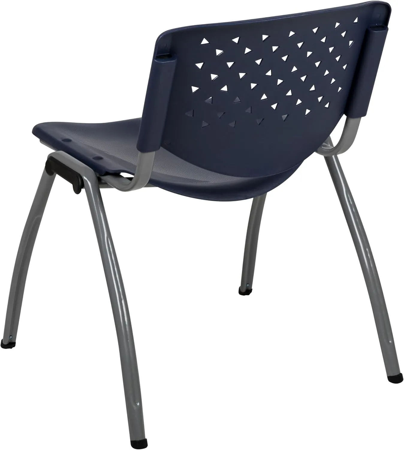 Flash Furniture HERCULES Series 880 lb. Capacity Navy Plastic Stack Chair with Titanium Gray Powder Coated Frame