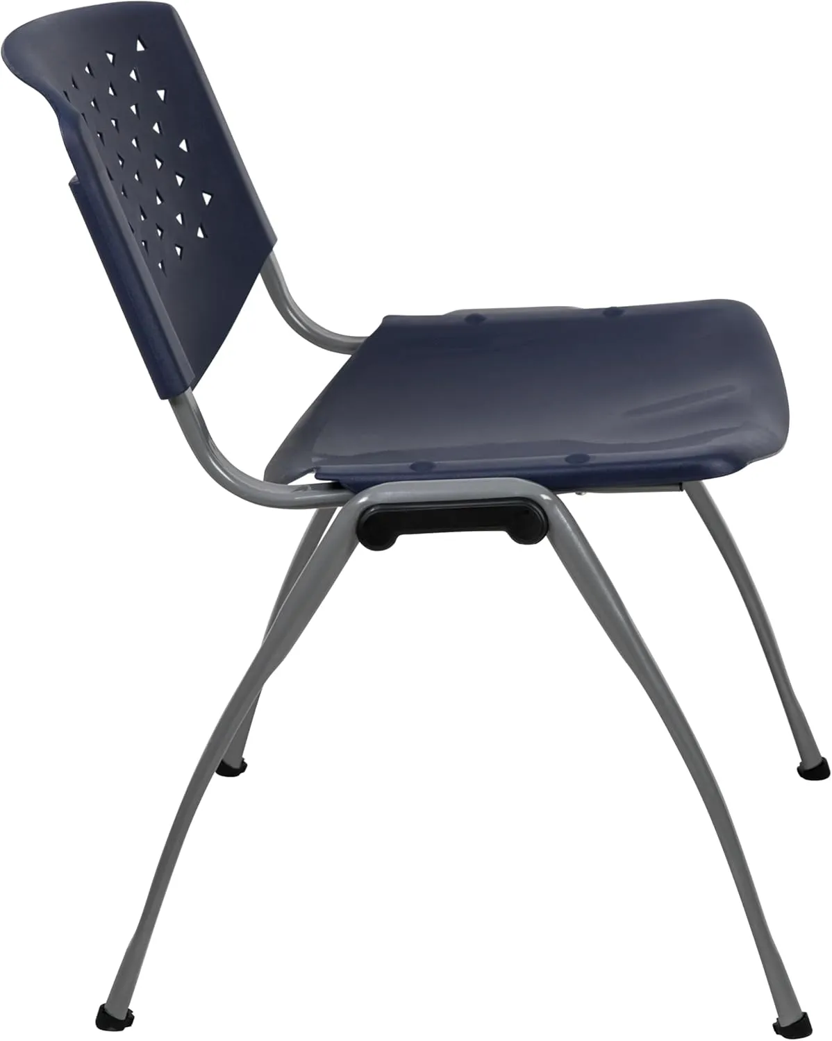 Flash Furniture HERCULES Series 880 lb. Capacity Navy Plastic Stack Chair with Titanium Gray Powder Coated Frame