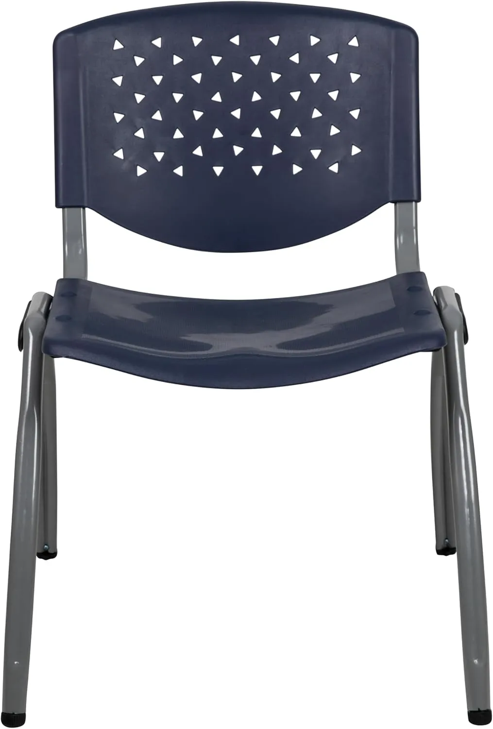 Flash Furniture HERCULES Series 880 lb. Capacity Navy Plastic Stack Chair with Titanium Gray Powder Coated Frame