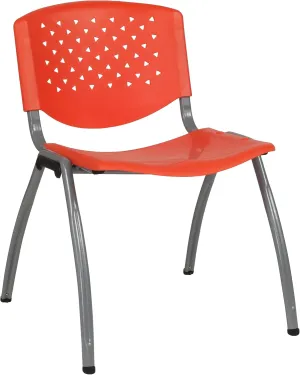 Flash Furniture HERCULES Series 880 lb. Capacity Orange Plastic Stack Chair with Titanium Gray Powder Coated Frame