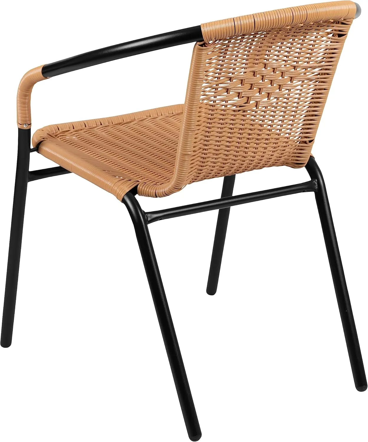 Flash Furniture Lila 4 Pack Beige Rattan Indoor-Outdoor Restaurant Stack Chair | Versatile and Stylish Seating