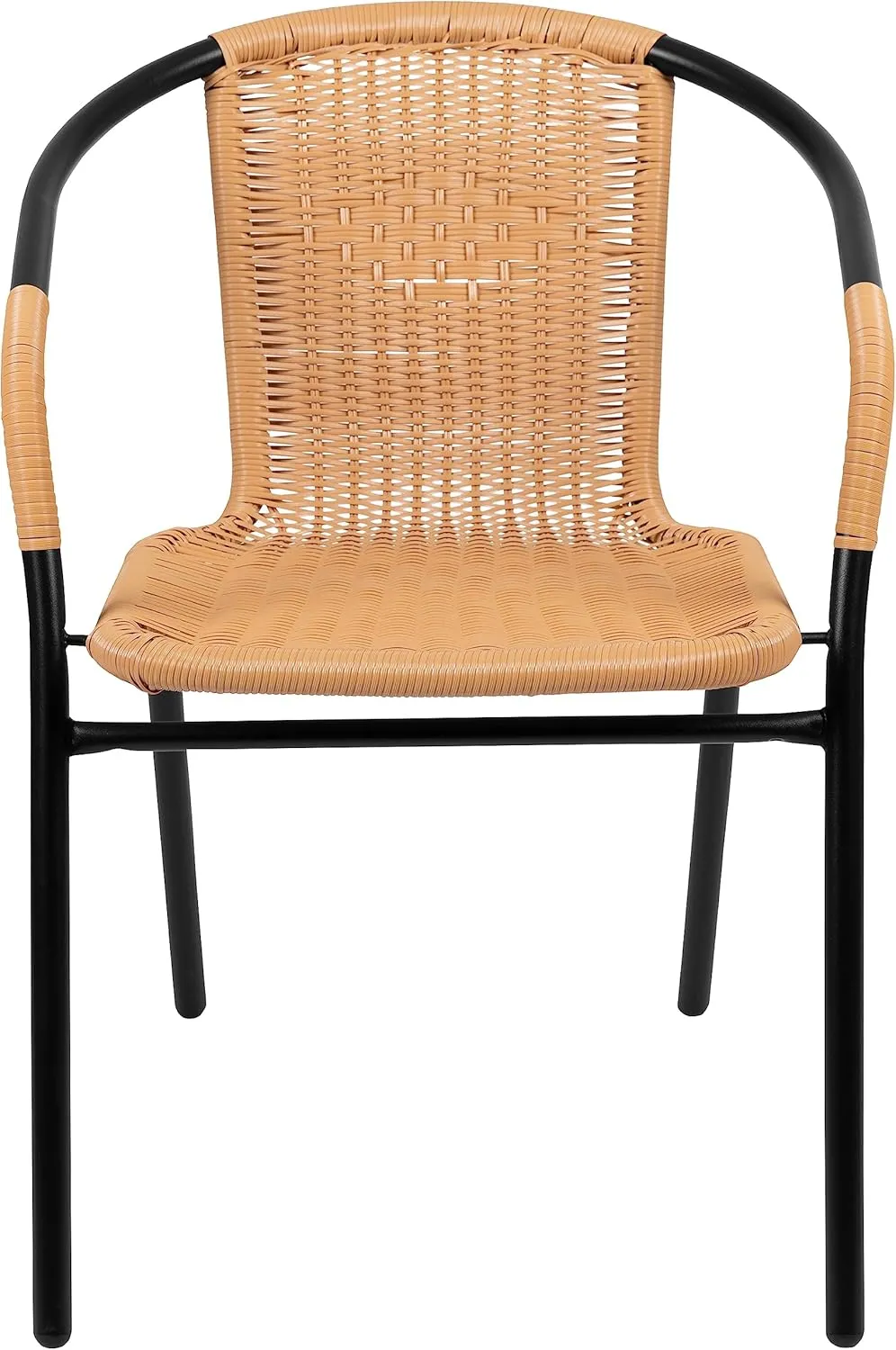 Flash Furniture Lila 4 Pack Beige Rattan Indoor-Outdoor Restaurant Stack Chair | Versatile and Stylish Seating