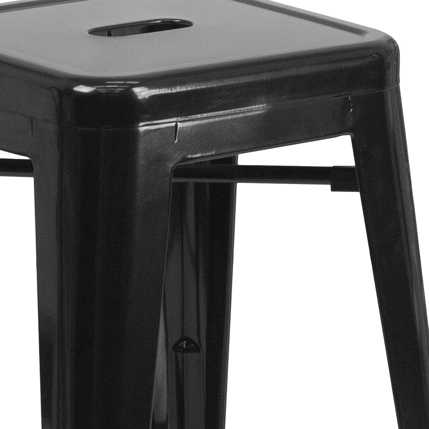 Flash Furniture Lily 4 Pack Commercial Grade 24" High Backless Black Metal Indoor-Outdoor Counter Height Stool with Square Seat
