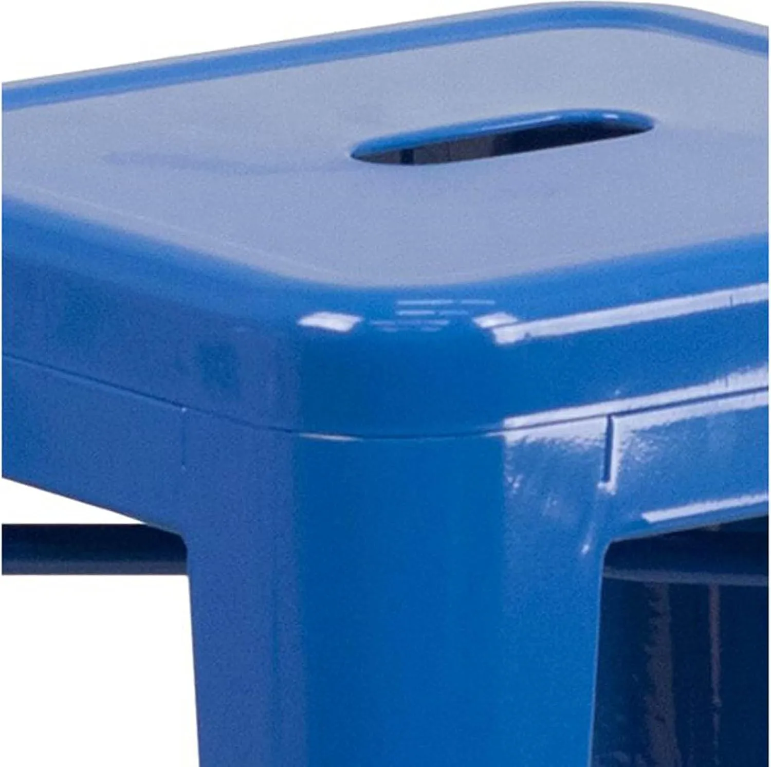 Flash Furniture Lily 4 Pack Commercial Grade 24" High Backless Blue Metal Indoor-Outdoor Counter Height Stool with Square Seat