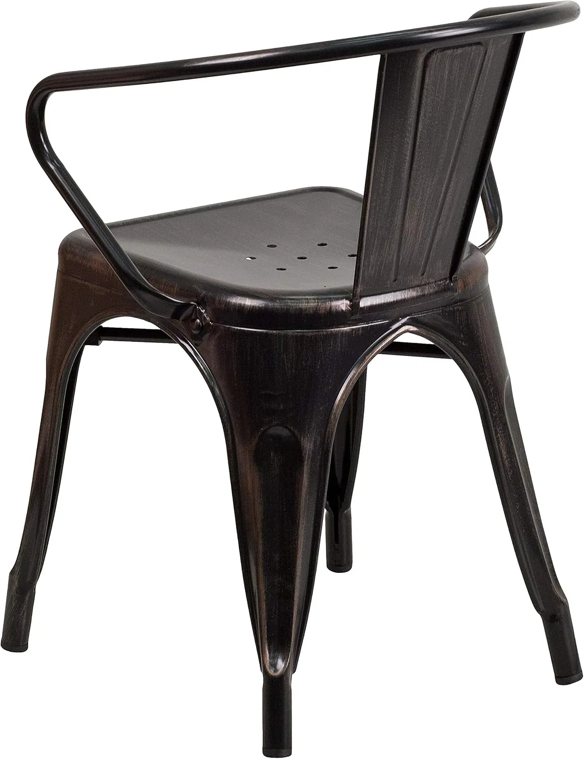 Flash Furniture Luna Commercial Grade Black-Antique Gold Metal Indoor-Outdoor Chair with Arms