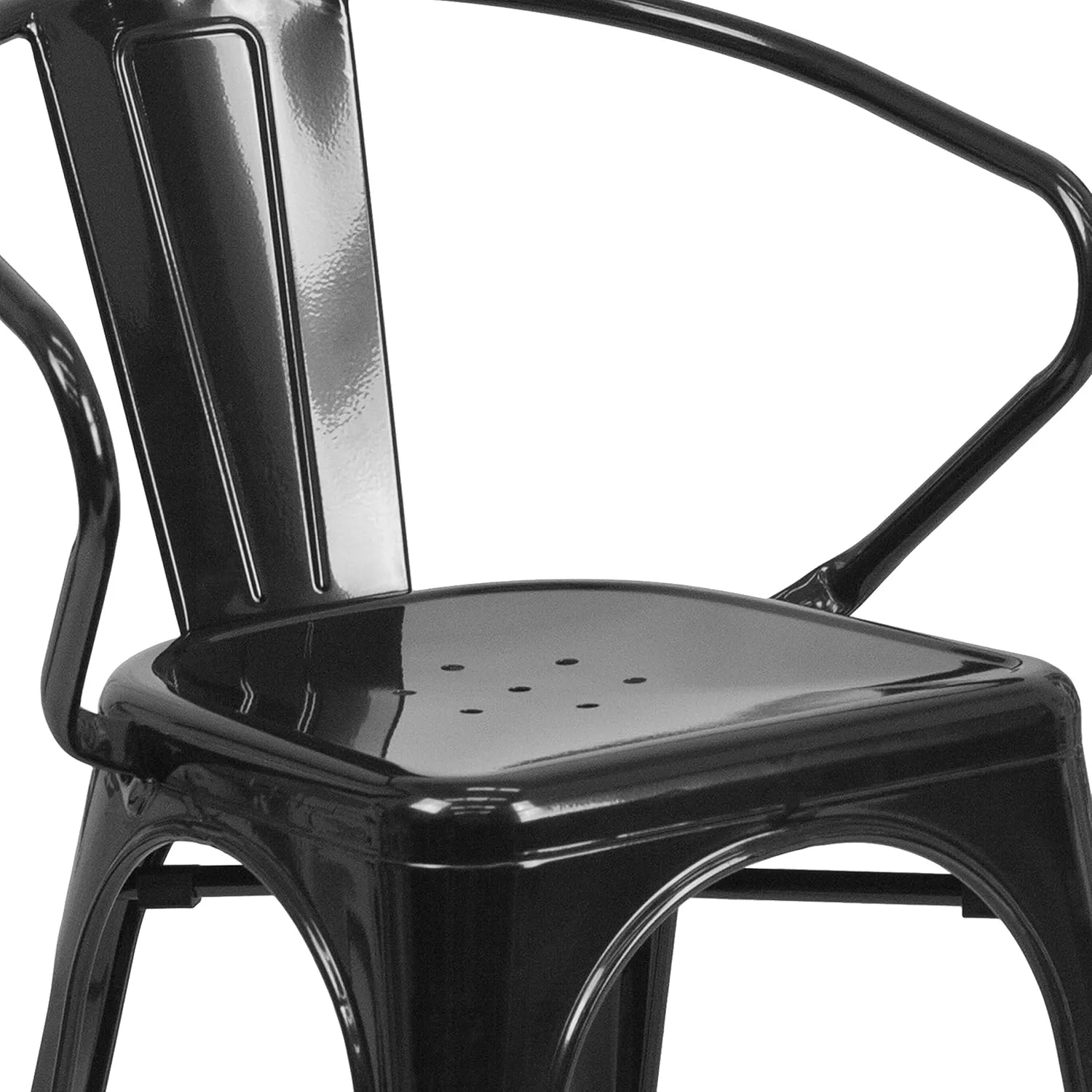Flash Furniture Luna Commercial Grade Black Metal Indoor-Outdoor Chair with Arms