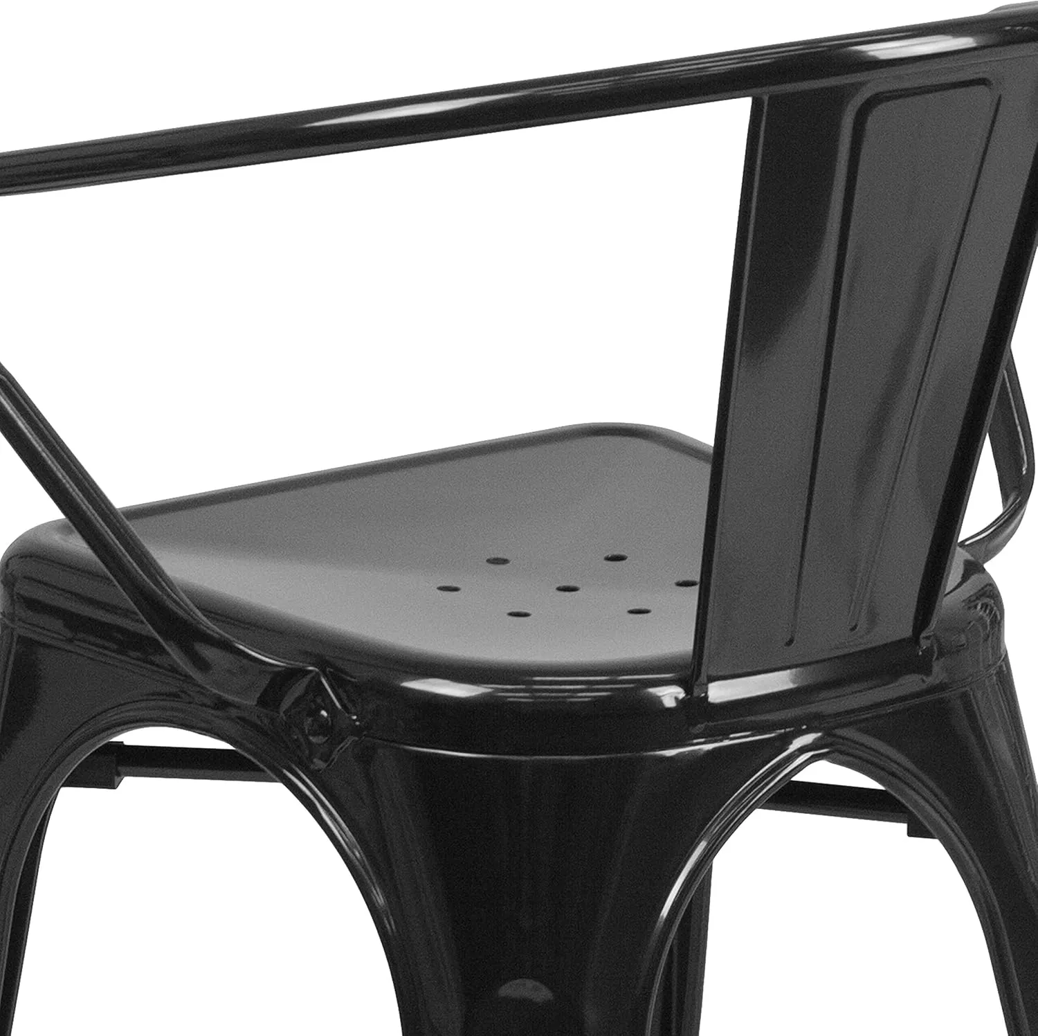 Flash Furniture Luna Commercial Grade Black Metal Indoor-Outdoor Chair with Arms