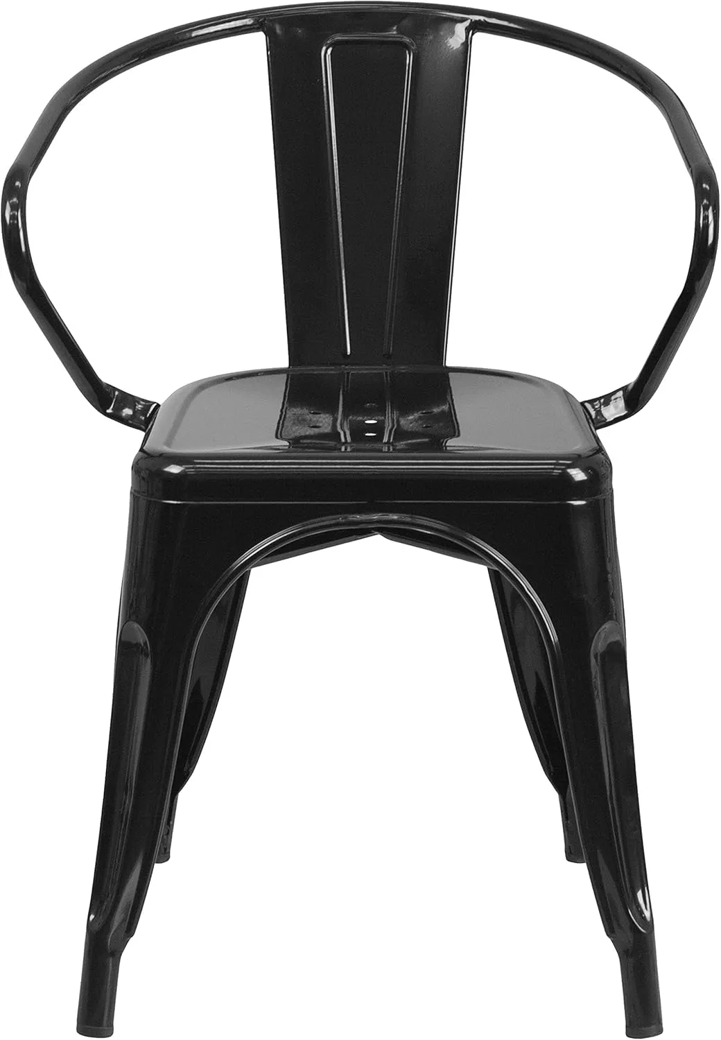 Flash Furniture Luna Commercial Grade Black Metal Indoor-Outdoor Chair with Arms